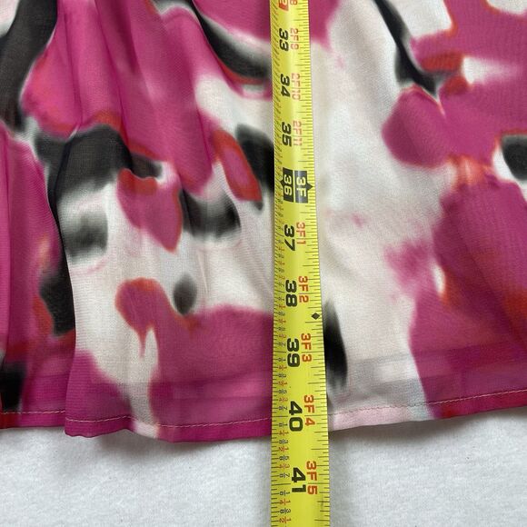 NWT Ann Taylor LOFT Ruffle V-Neck Fit Flare Mini Dress Brunch Floral Pink-10 - Picture 5 of 11